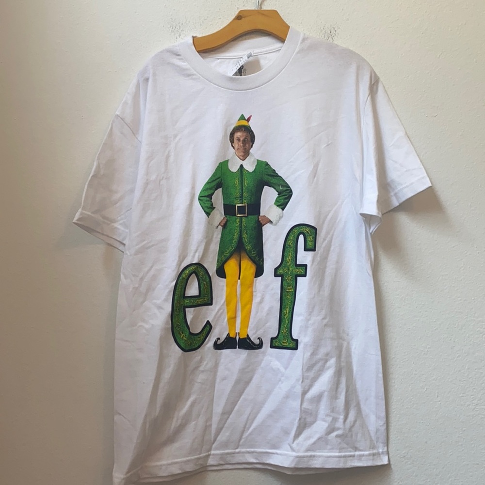 ELF WHITE GRAPHIC T-SHIRT SIZE L